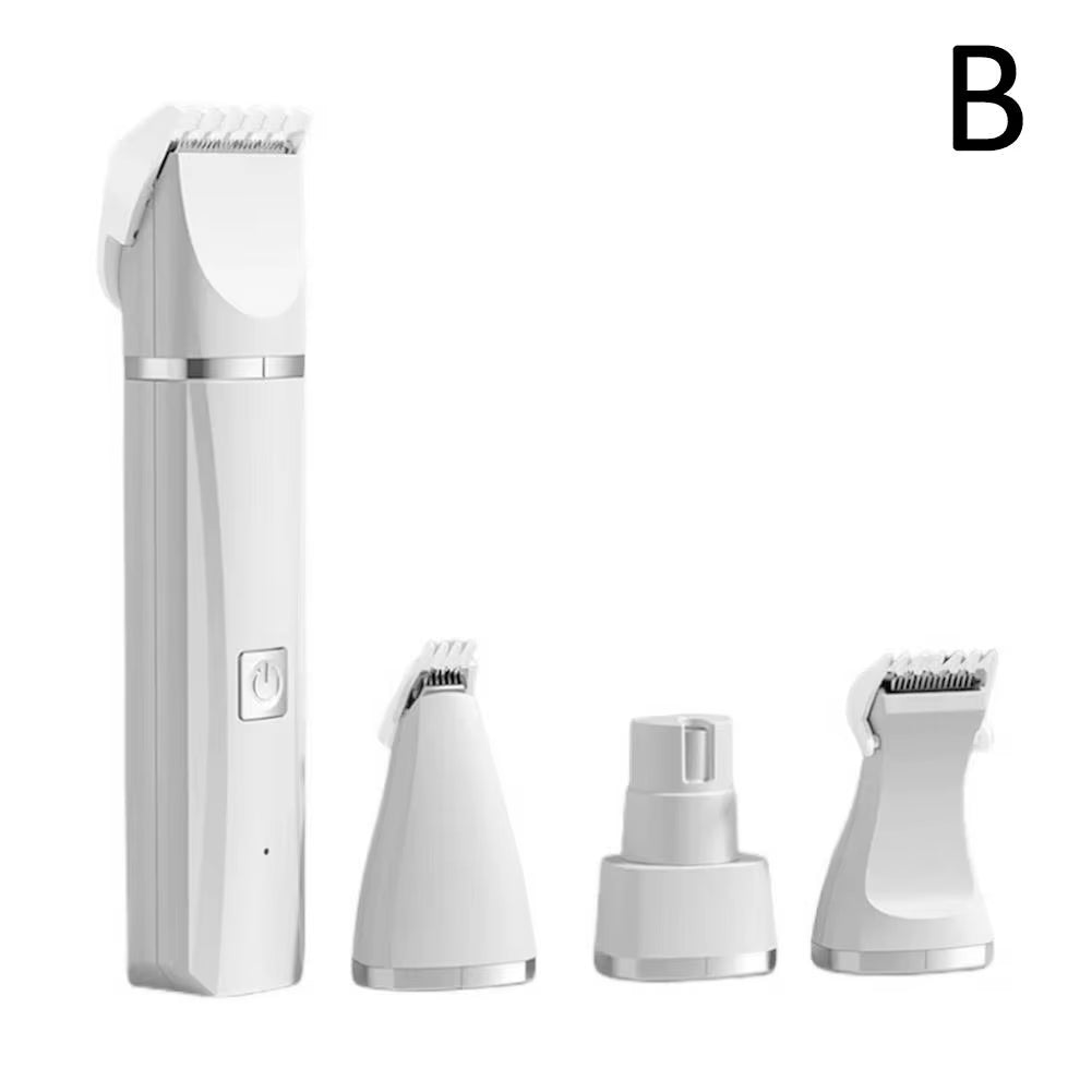 Professional 4-in-1 Pet Electric Hair Clipper with Four Blades, Grooming Trimmer, and Nail Grinder for Dogs and Cats