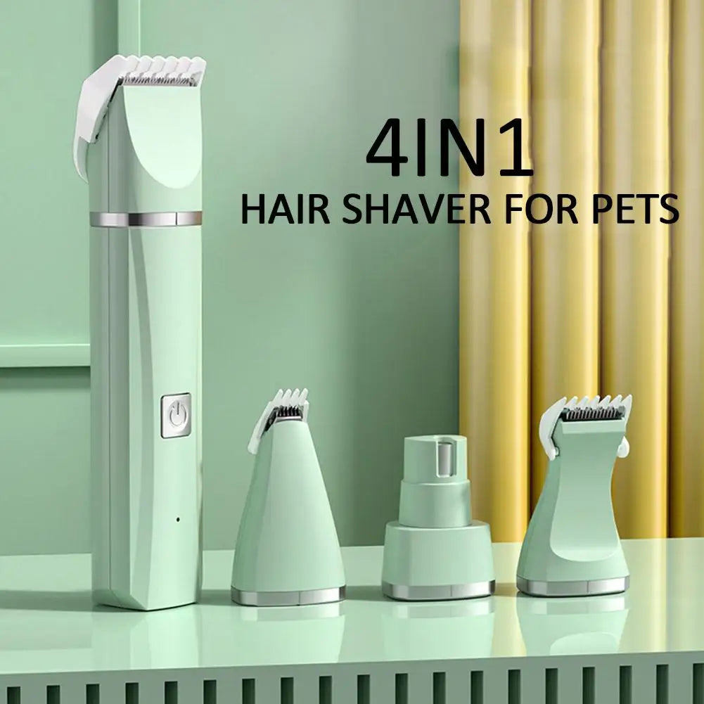 Professional 4-in-1 Pet Electric Hair Clipper with Four Blades, Grooming Trimmer, and Nail Grinder for Dogs and Cats